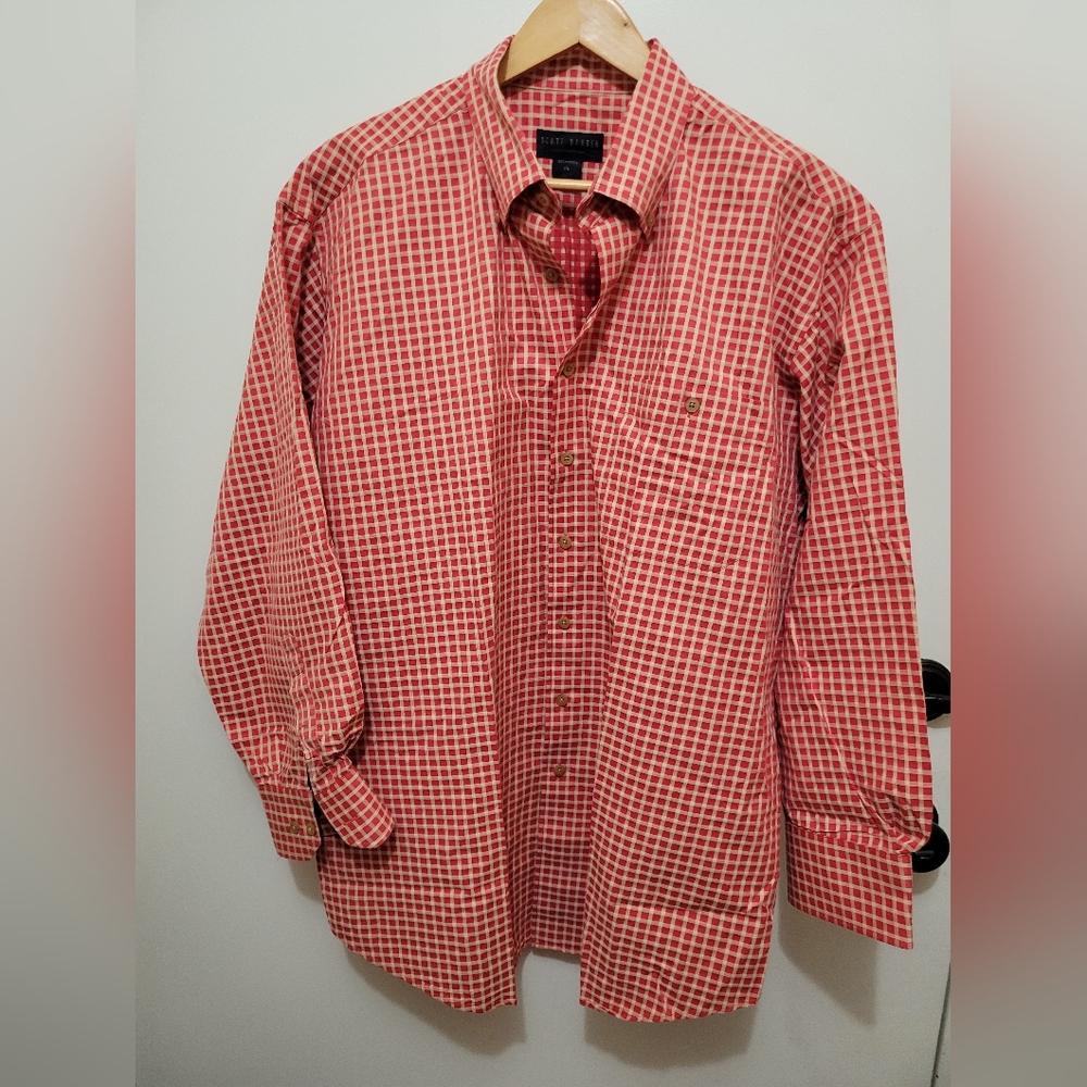 Scott Barber Classic Burnt Orange Checkered Men's Shirt - Size XL